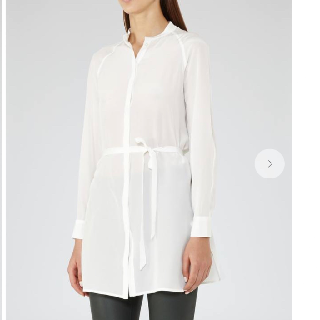 Reiss Longline Shirt In 100% Silk, Size 2